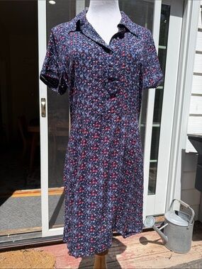 NWT Mountain Khakis Wildflower Pintuck Dress Twikight Print-L